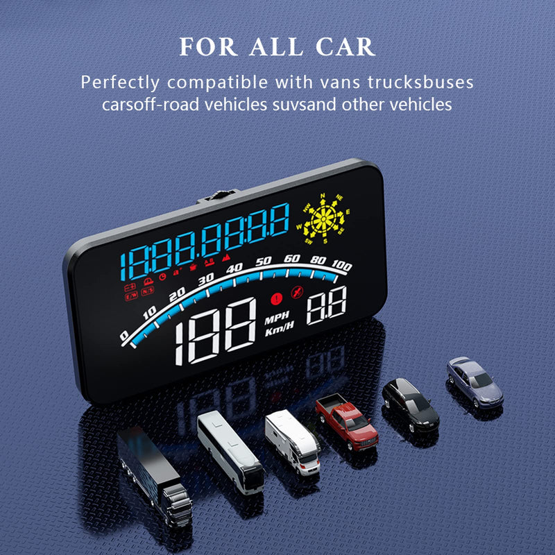 Digital GPS Speedometer, HUD Head Up Display for Car, Upgraded 5.5" large-screen, Suitable for All Vehicles BLUE AND WHITE