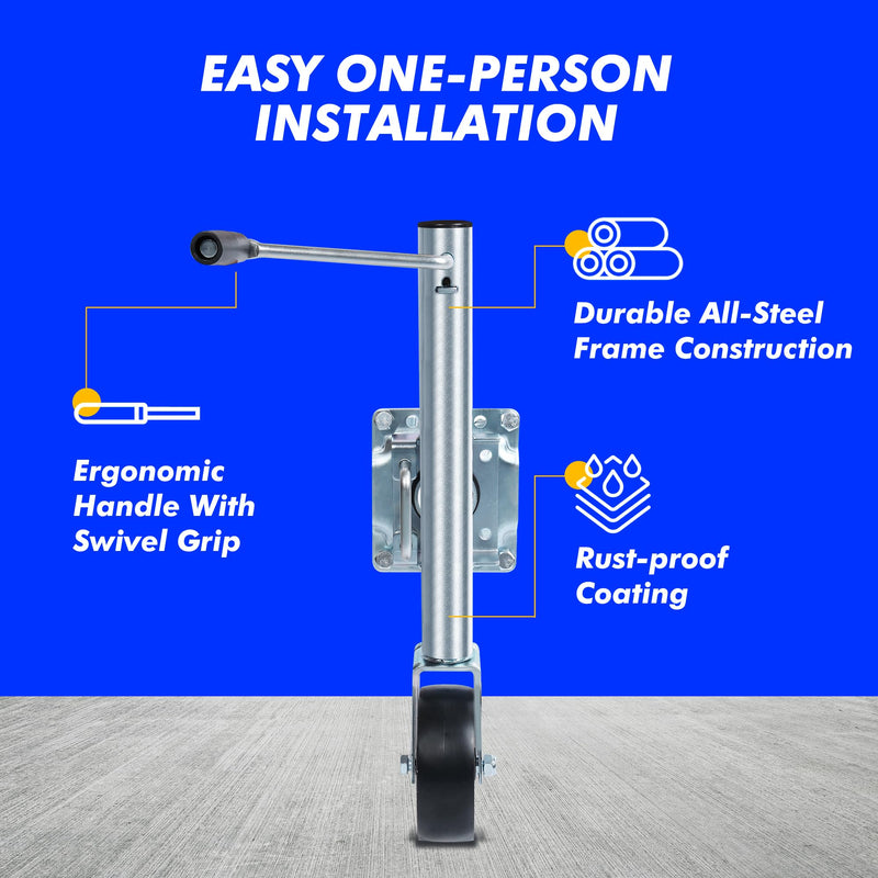 MaxxHaul 70148 10" Lift Swing Back Trailer Jack with Single Wheel - 1000 lbs. Capacity 10" Lift Single Wheel- 1000 lbs Capacity