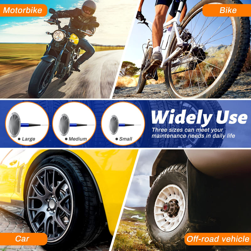 Frienda 48 Pcs Tire Patches Kit Rubber Tire Repair Patch Mushroom Plug Kit Rubber Puncture Repair Plug for Car Motorcycle Truck Bus 1/6" x 1 3/8", 1/4" x 1 3/4" and 3/8" x 2 3/8"