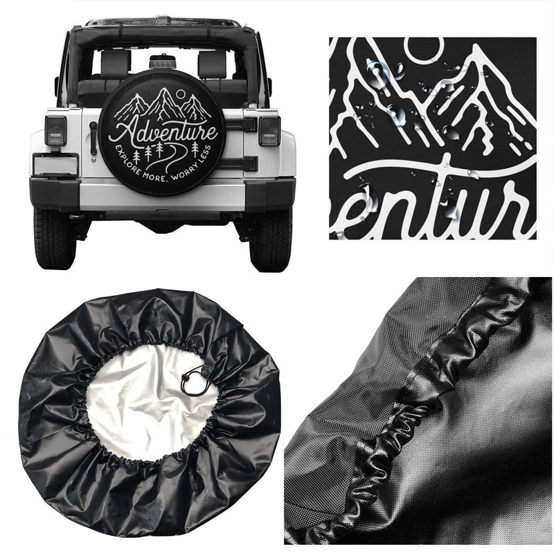 Adventure Awaits Rv Spare Tire Cover for RV Trailer Wheel Covers for Trailer Tires Camping Weatherproof Universal for Trailer Rv SUV Truck Camper Travel Trailers Accessories 14" 15" 16" 17" ADVENTURE 17" fits for tire Diameter 80-83cm/31.5-33in