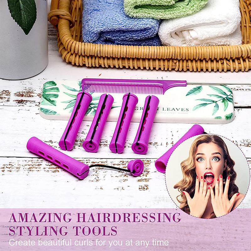  [AUSTRALIA] - Eastrise Perm Rods Set,0.75 Inch Medium Size Hair Curlers Rollers,Perming Rods with Elastic Rubber Band,Non Slip Plastic Hair Perm Kits for Fashionable Curly Hair,Hairstyle Styling (Purple/30 PCS) Purple/30 PCS
