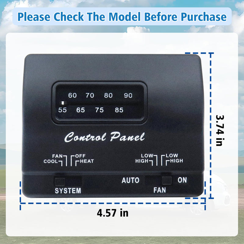 7330F3852 RV Air Conditioner Thermostat, Black, Single Stage Heating/Cooling Control, Compatible with Coleman Mach Series