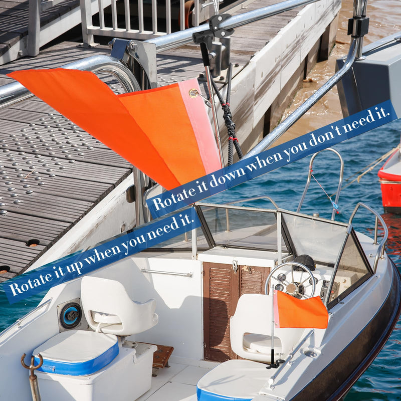 VitalCozy 2 Set Orange Boat Flags 47 Inches Water Ski Kayak Flag 12” x 18” with Pole and Storage Bag 3 Sections Holder for Tubing Wakeboarding Watersports Swimmers Surfer Safety Equipment