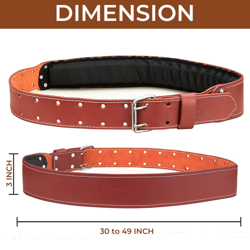 Leather tool belt for men grain leather work belts | 3 inch carpenter constaraction belt multipurpose along with foam padded tool belt 34" to 49" Maroon 302 Standard