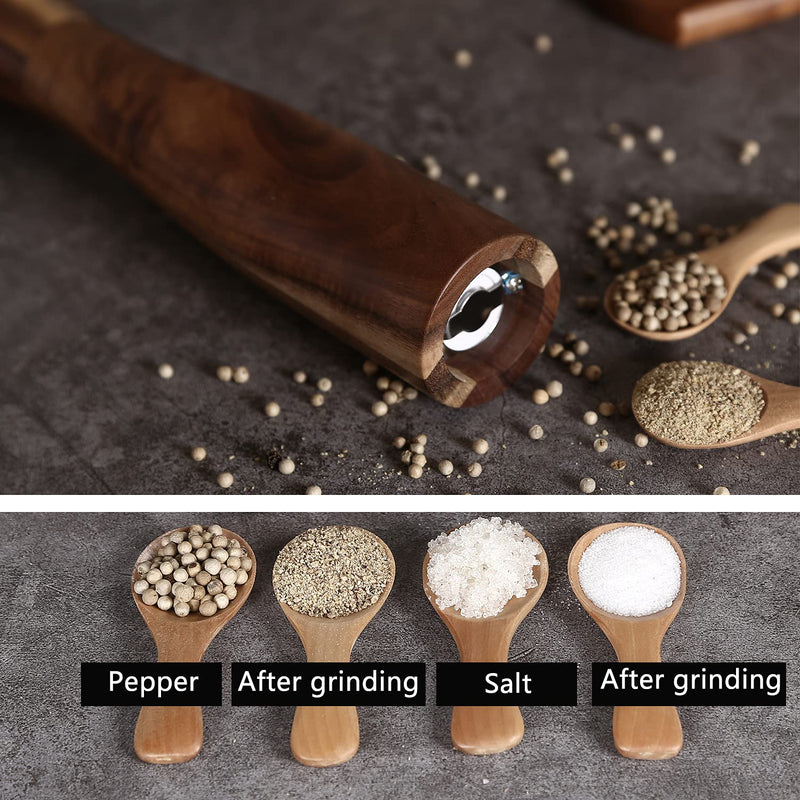KKC HOME ACCENTS Wooden Pepper Grinder Mill, Refillable, Acacia Wood,10 Inch 10 in (Acacia 1)