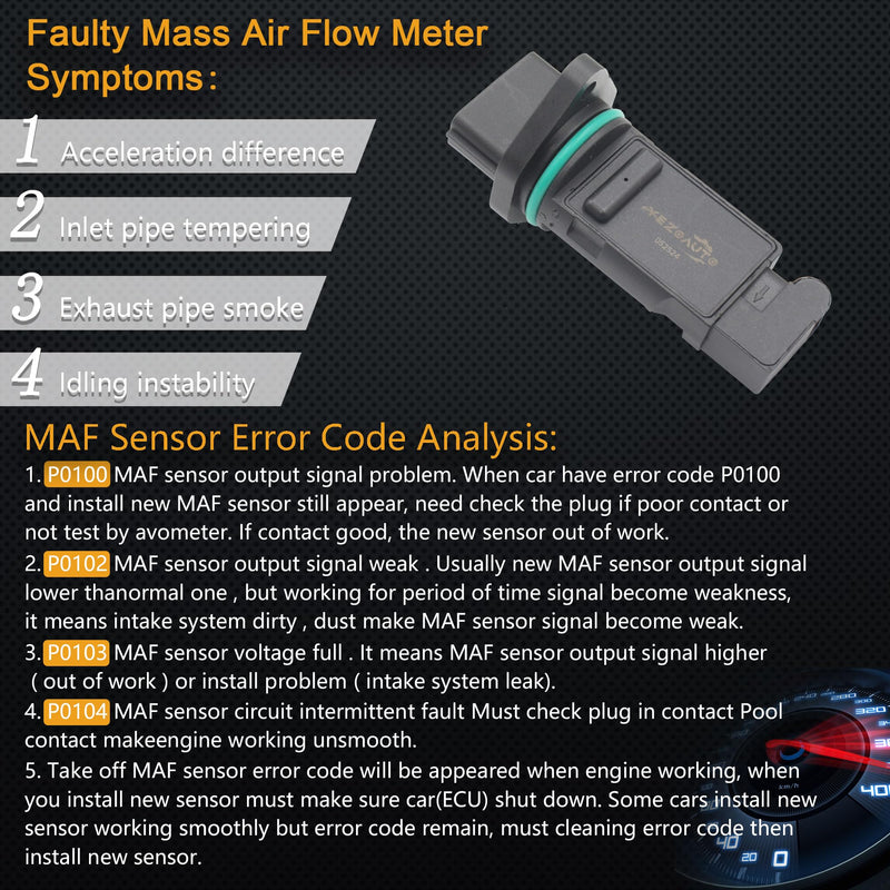 Mass Air Flow Sensor Maf Meter Compatible with Nissan Maxima 2000-2001; Sentra 2000-2001 & Infiniti G20 2000-2002; I30 2000-2001 Replace OE 22680-4M500 22680-6N201