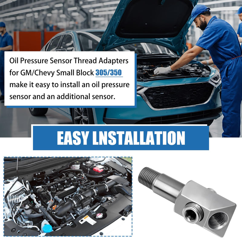 Oil Pressure Sensor Adapter 1/8-27 NPT Port Thread Plugs for Chevy/GM Small Block Engine