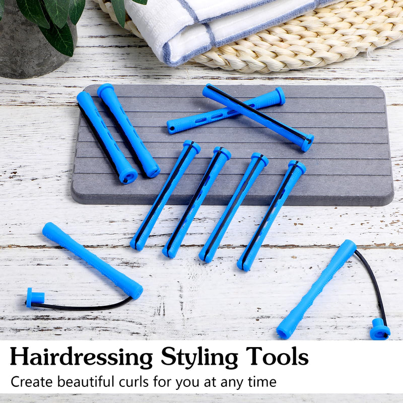  [AUSTRALIA] - 20 Pcs Perm rod Small Plastic Hair Perming And Rollers Curling Roller Medium For Long Hairs (Blue, 0.35 Inches)