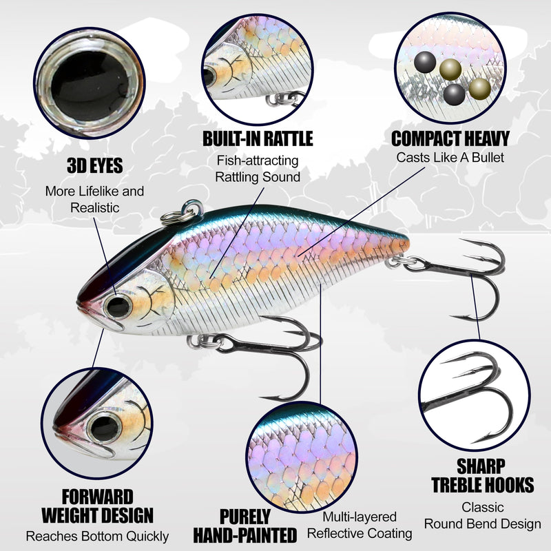 LUCKY CRAFT LV-150, Freshwater Bass Fishing Lure, Lipless Crank Bait, Smallmouth, Sinking, Tournament Winning, Perfect Wobbling, Fishing Gear, Fishing Accessories, Fishing Tackle 052 Aurora Black