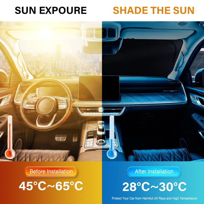 Sun Shade for Car Windshield, Foldable Universal Car Windshield Sun Shade UV Rays Reflective Sun Visor Shade Keeps Vehicle Cool for Cars, Trucks, SUVs (59 x 31.5 in) Silver, 59’‘x31.5"