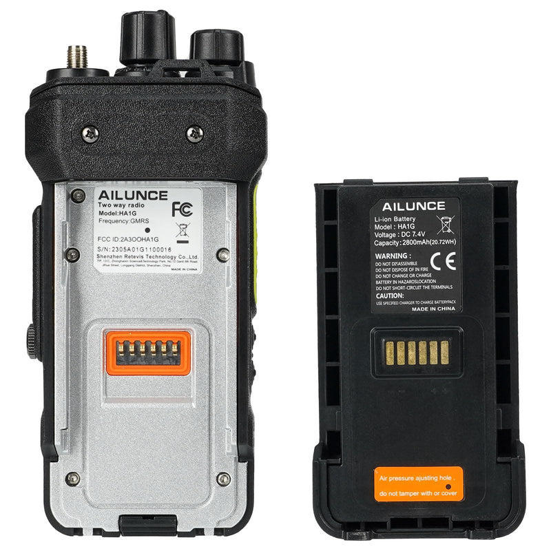 Retevis Ailunce HA1G GMRS Radio, GMRS Handheld Radio, Repeater Capable Bundle with Retevis Audio Adapter to 2 Pin Connector Walkie Talkies Earpiece