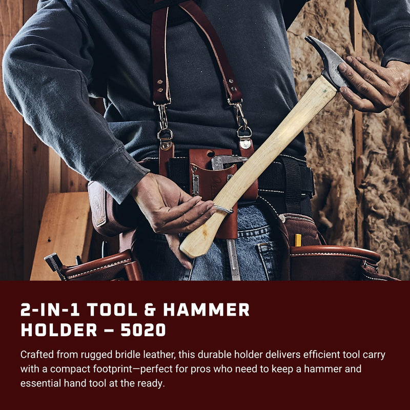 Occidental Leather 2-in-1 Tool & Hammer Holder - 2X the Tool Capacity - Made in USA