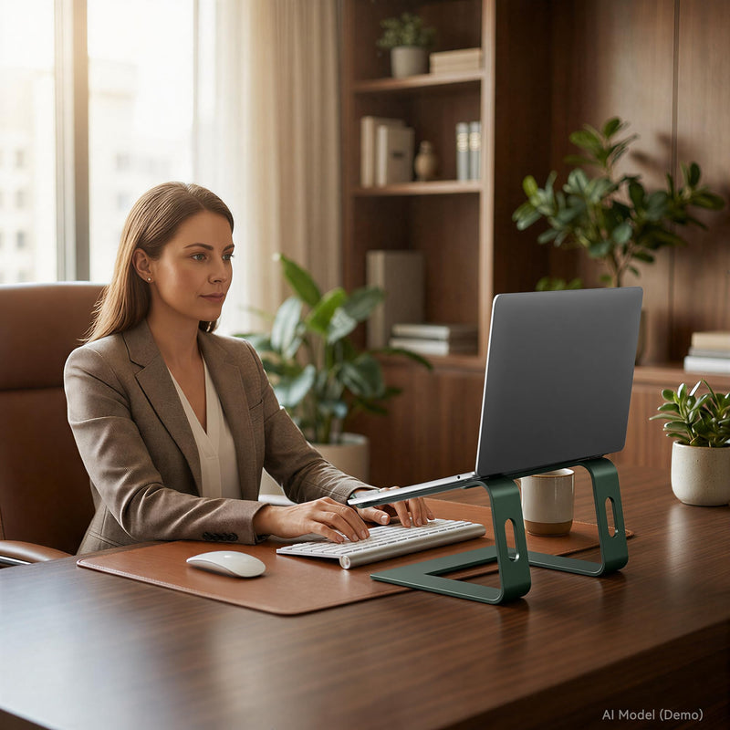 SOUNDANCE Laptop Stand, Aluminum Computer Riser, Ergonomic Laptops Elevator for Desk, Metal Holder Compatible with 10 to 15.6 Inches Notebook Computer, Green F-Green For 10 to 15.6 Inches Laptop