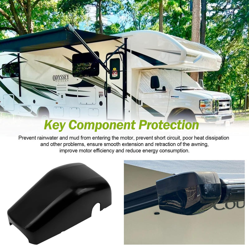 RV Awning Cover for Lippert Components & Solera, Camper Trailer Awning Motor Cap, 643923 Regal End Head Covers Idler Front 9.16 x 4.61 x 3.48 Inches (Black, 1 Pack)