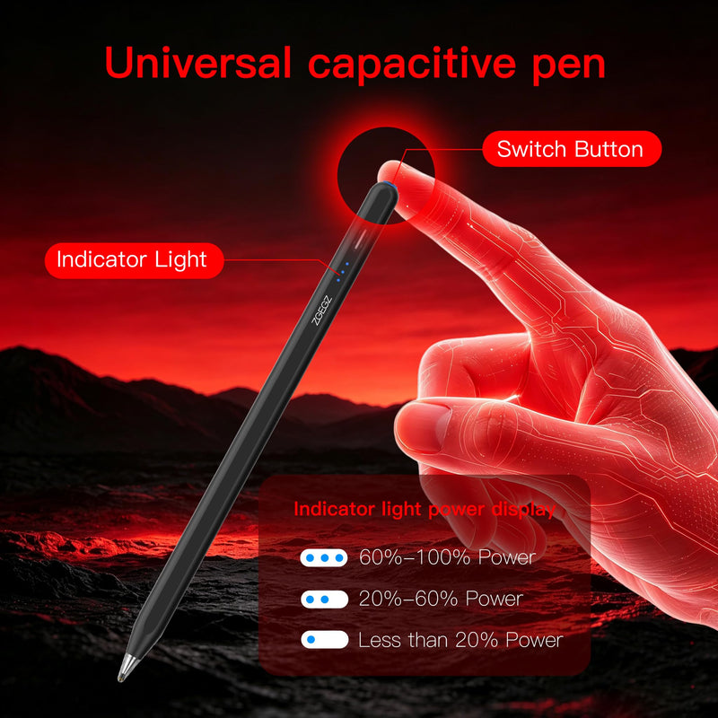 Stylus Pencil for Lenovo Tab/XIAOMI/Redmi pad,30H Battery Life，Black | Accurate writing,ultra long battery life,No Bluetooth needed，Button on/off，Transparent Pen Tip Black