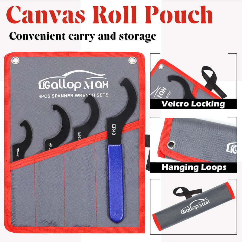 4Pcs Universal Coilover Spanner Wrench Set, Shock Wrench Adjustable Spanners for Most Car and Motorcycle Coil Over Shock Adjustments 4 pcs Red