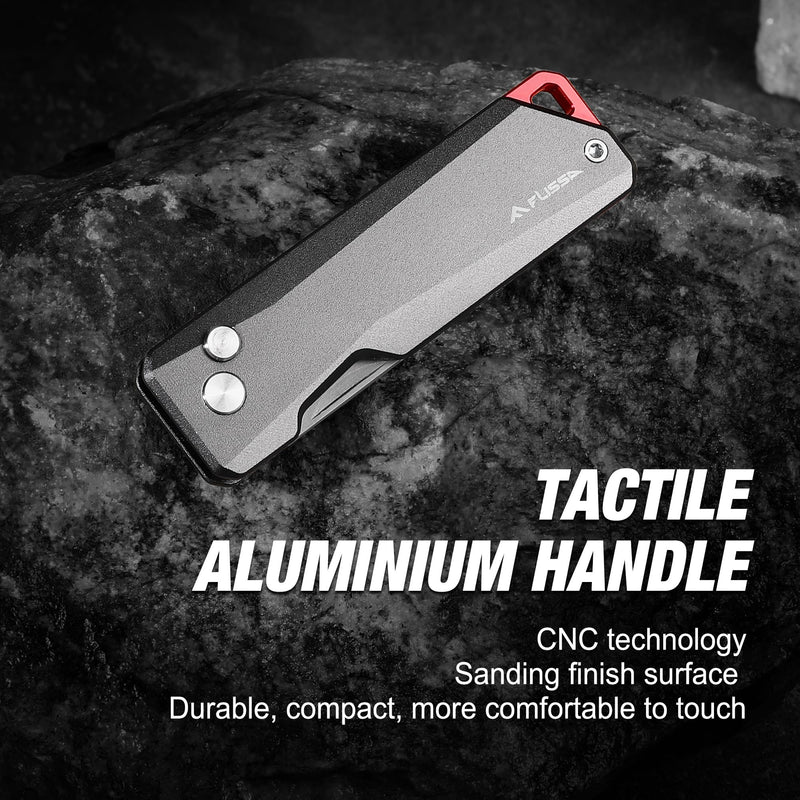 FLISSA Advanced Titanium Utility Knife, CNC Unibody, Lightweight All Metal Folding Box Cutter, Quick Change Blade Razor Knife,Ideal Gifts for Men Women, with 10 Extra Blades