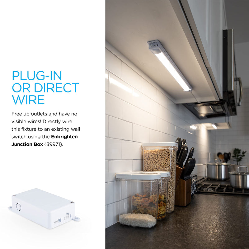 Enbrighten Premium Linkable Under Cabinet Fixture, 18in, LED, Linkable, 628 Lumens, 3000K Warm White, 38846-T1 18 Inch