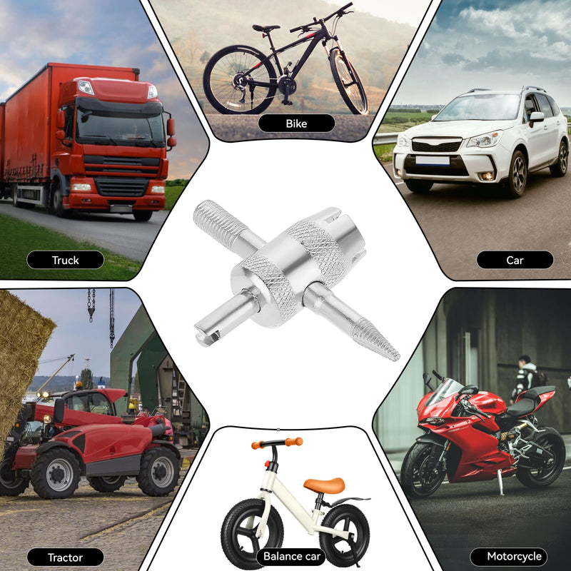 2 Pcs 4-Way Valve Core Tool Tire Valve Tools 4-in-1 Tyre Valve Removal Tool Tire Valve Stem Tool Valve Core Removal Tool Valve Stem Puller Valve Stem Removal Tool for Bicycle Bike Automobile Car