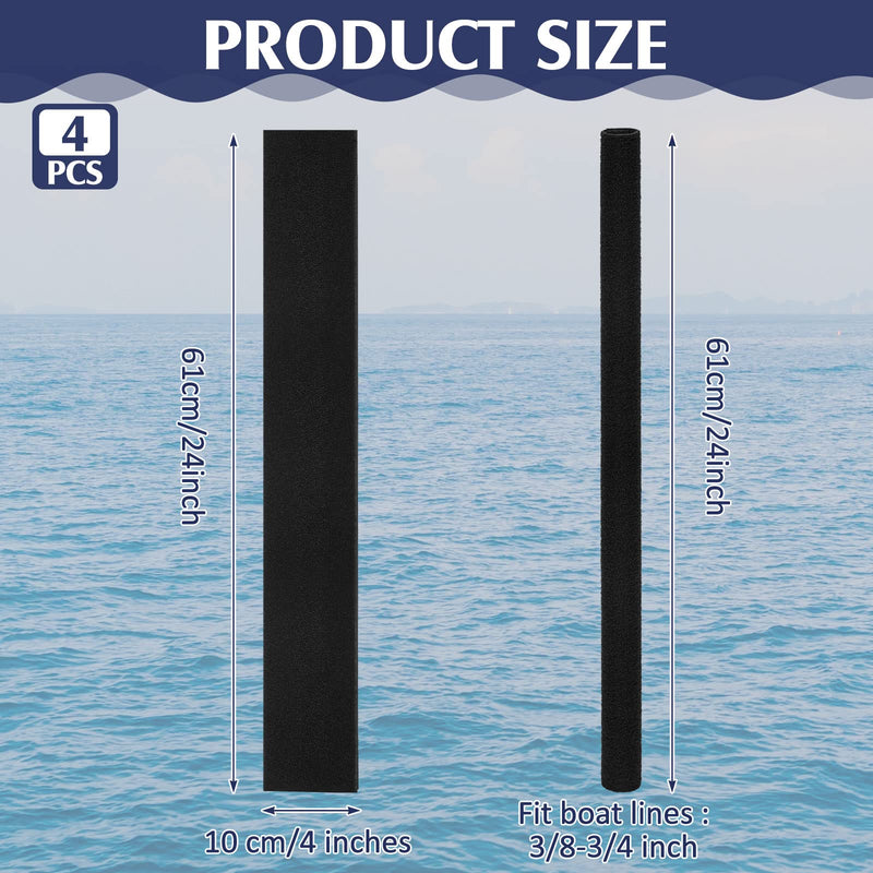 Lewtemi 4 Pcs Dock Line Chafe Guards 14 Inch Removable Chafing Guards for Dock Lines Black Rope, Eliminates Boat Line Squeaking and Protects Your Boat (14 Inch)