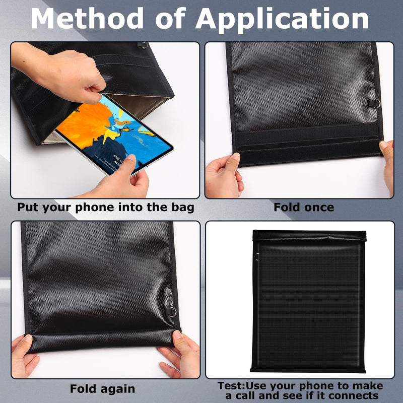 4 Pack Faraday Bags for Phones,Waterproof & Fireproof Document Bag EMP RFID Blocking Pouch for Car Keys Anti Theft Large
