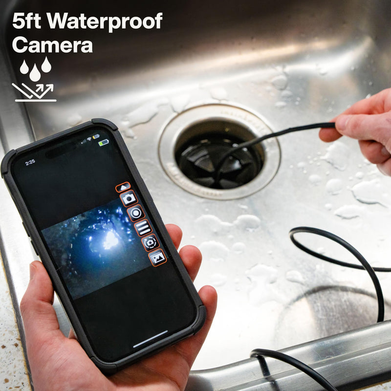 Klein Tools ET21 WiFi Borescope with Light, Inspection Camera for iPhone and Android, Waterproof Camera, IP67 Rated, Adjustable LED Lighting 5 Ft 0.22 in High Flex Snake