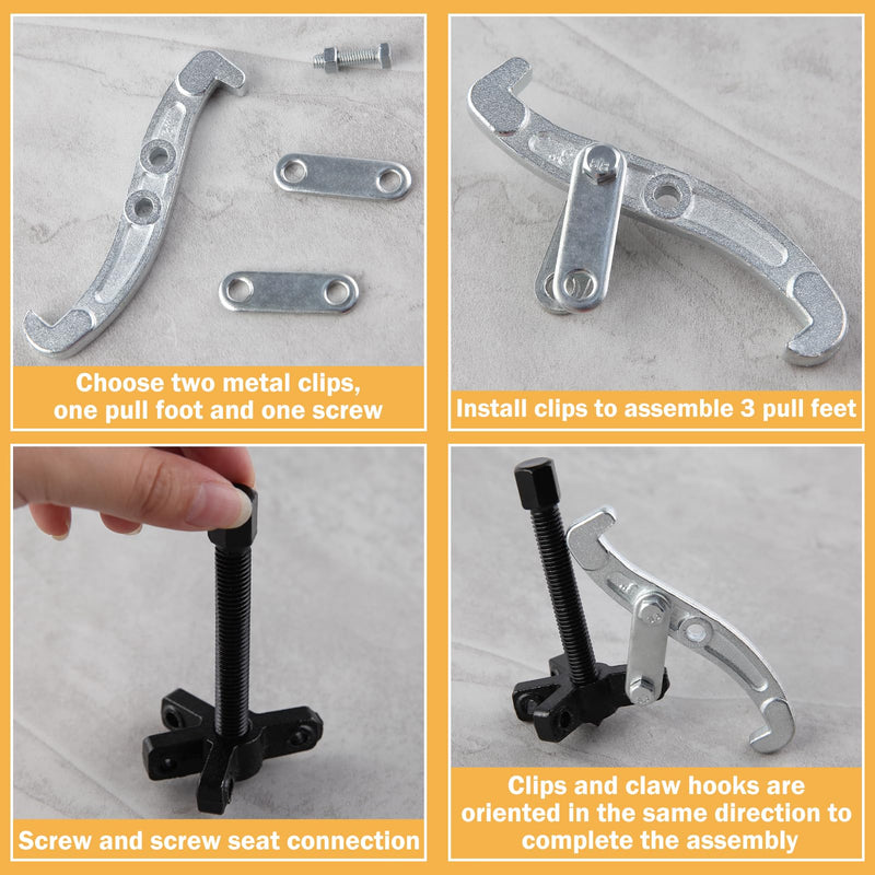 3 Jaw Gear Puller Gear Removal Tool for Slide Gears, Adjustable 3 Jaw Puller Remover for Removal Bearing, Gears, Pulley, and Flywheel, Motorcycle Car Auto Removing Kit 3-Inch