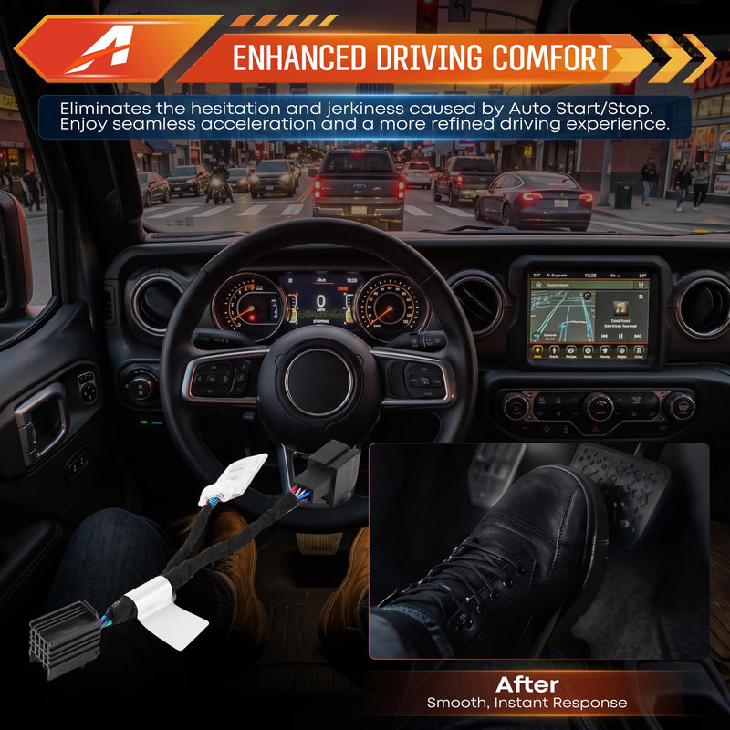 Auto Start Stop Eliminator Compatible with Jeep Wrangler JL 2018-2026 & Gladiator JT 2020-2026, Plug and Play Engine Auto Stop Disable Device Accessory