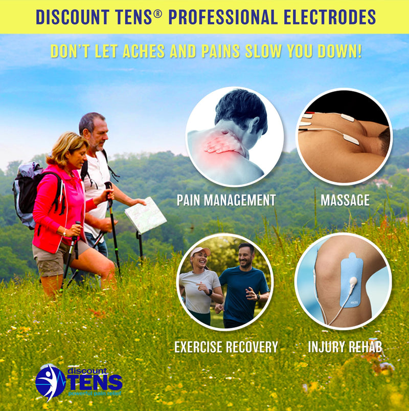 Discount TENS – XL Replacement Electrodes for TENS Units, 20 Pairs (40 Electrodes) – 2" x 4" Premium Reusable Electrode Conductive Pads, Compatible with 3.5mm Snap Connector TENS and EMS Devices 20 Pair (40 Pads)