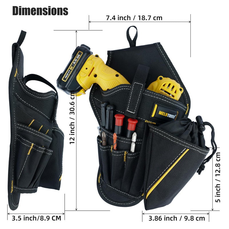 MELOTOUGH Impact Holster 3-in-1 Drill Holster Combo with Magnetic Wristband,Tool Belt Drill Holder with Bit Pouch(Right Handed)