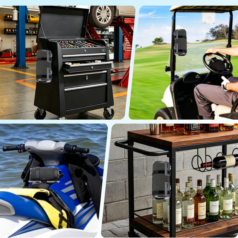 Metal Magnetic Speaker Mount for Golf Cart/Boat Railing/Jet Ski/Snowmobile/UTV ATV Go Cart,Adjustable Strap Speaker Holder Attachment for JBL Charge 4/JBL Charge 5/Flip 6/UE Boom 3/Wingman View Golf