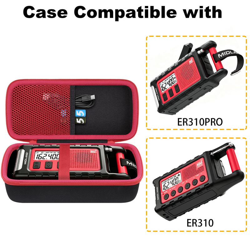 co2CREA Hard Case for Midland ER310PRO / ER310 Portable Emergency Radio | Soft Anti-Static Lining, Expanded Interior Space, Accessory Storage, Secure Organization, Protective Storage