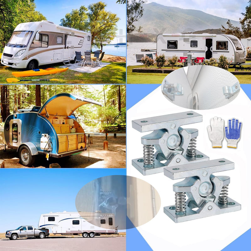Heavy RV Door Holder Zinc Alloy Trailer Door Latch, Spring Loaded Double Roller Catch Easy Lock Stop for Trailers, Boats, Garage, Cabinets & Home Use with Screws (4 Pcs) 4 Pcs