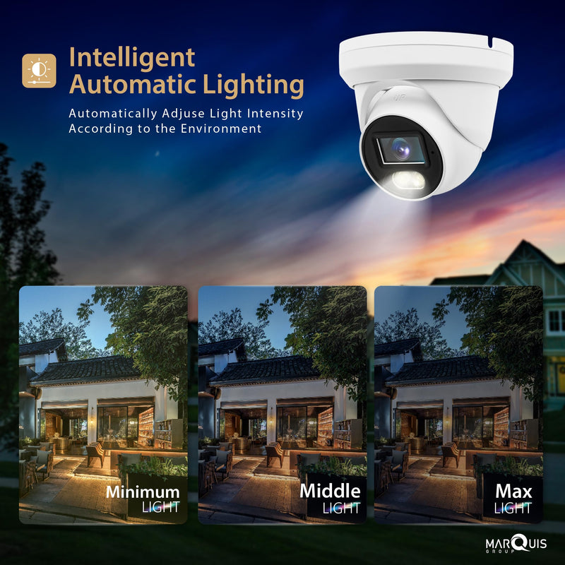 Marquis 8MP 24/7 Full-Color HD TVI/CVI/AHD/CVI Turret Dome with Sony-Starvis CCTV Security Camera, Outdoor Color Night Vision Waterproof Analog Surveillance Camera 2.8mm Lens (Require 8MP DVR)… 8MP Color Night