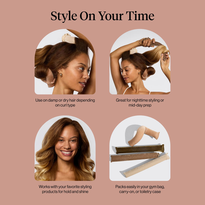 Kitsch XL Flexi Rods for Heatless Curls Overnight - Soft Velvet Hair Rollers for Women - Hair Curlers to Sleep In - Eucalyptus, 4pcs