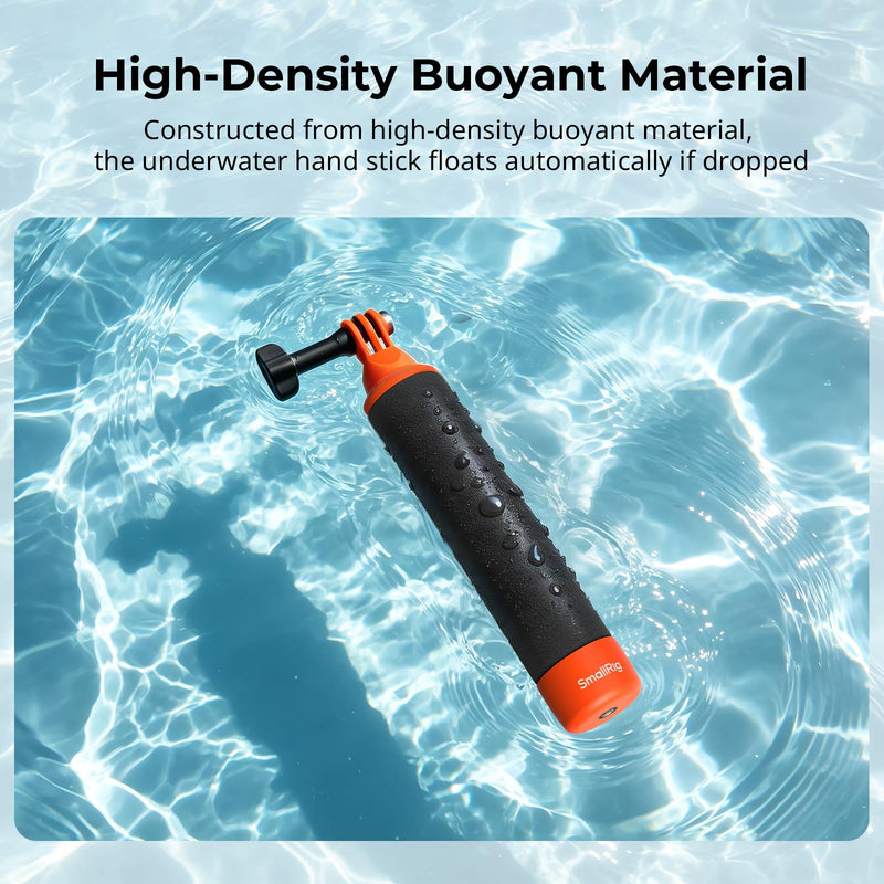 SmallRig Floating Hand Grip Waterproof Monopod, Action Camera Accessories for DJI Action 6/5 Pro/4/3, for Go Pro Hero 13/12/11/10 Black, for Insta360, Underwater Hand Stick for Water Sports (Orange)