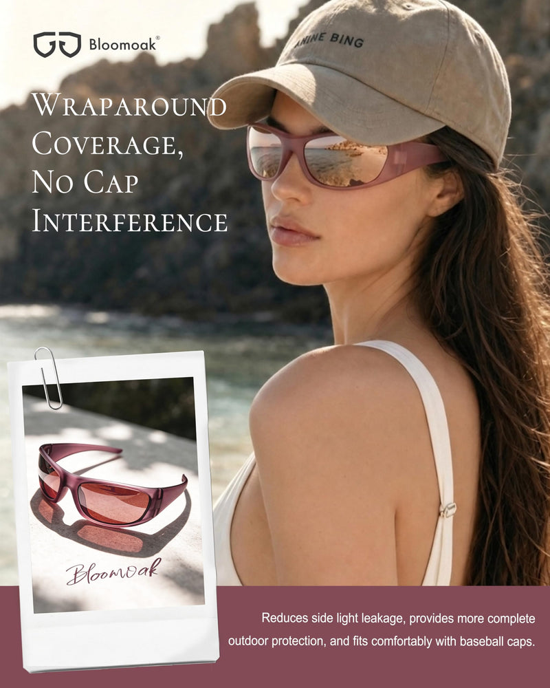 Wraparound Migraine Glasses,FL-Flex Light Sensitivity Glasses for UV400 Protection,Fluorescent LED Glare,Photophobia Rose Silver Mirror - Bright Sunlight Migraine Relief