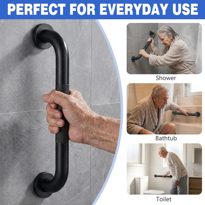 16 Inch Safety Grab Bars for Bathroom and Shower, Non-Slip Stainless Steel Handrail for Toilet, Bathtub, Stairs & RV, Indoor Outdoor Support Bar, 500 lbs Capacity (2 Pack) 16 inch 2