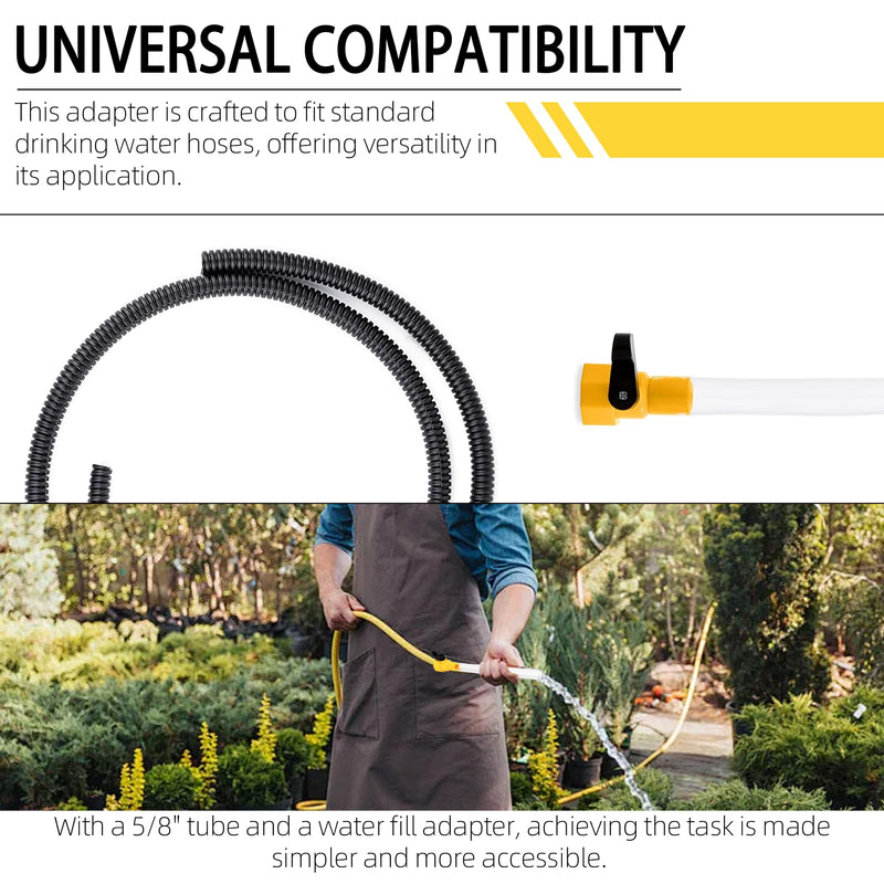 40003 RV Water Fill Adapter with Hose for Quick Filling of Your RV's Gravity Water Fill Adapter Fits Standard Drinking Waters Hoses - Features a 5/8" Tube 1