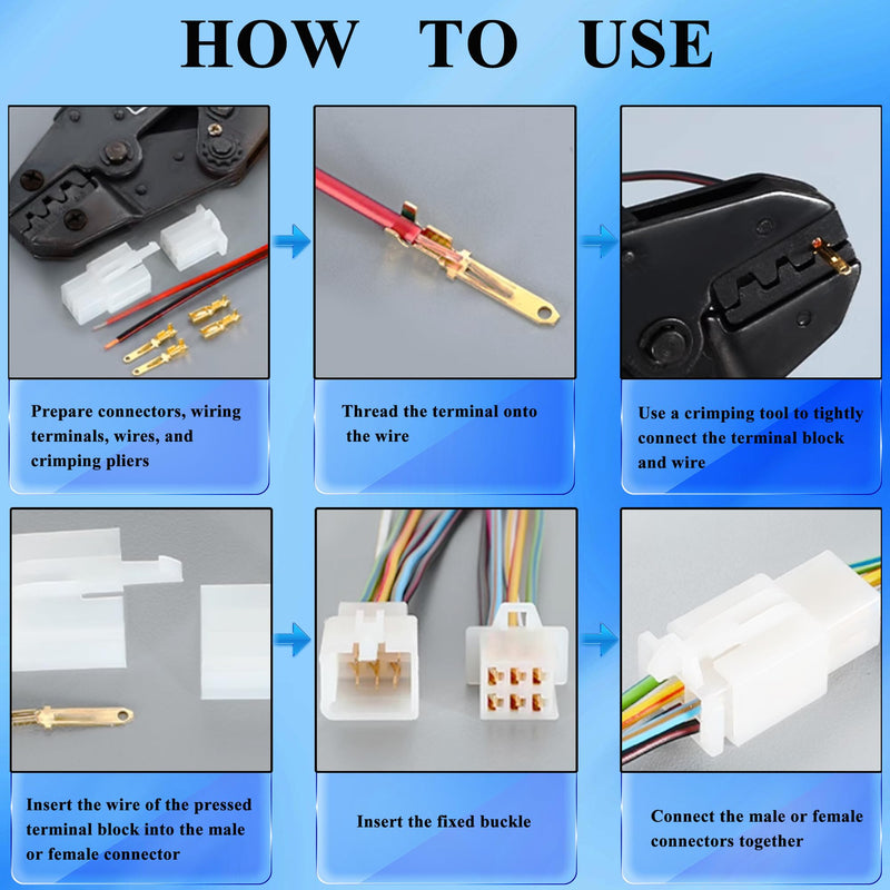 2.8mm Automotive Electrical Wire Connectors Kit 2 3 4 6 Pin Male Female Socket Plug and Pin Header Crimp Wire Terminals for Car, Motorcycle, Truck, Scooter, Boats, Ebike, Electric Instruments 380PCS