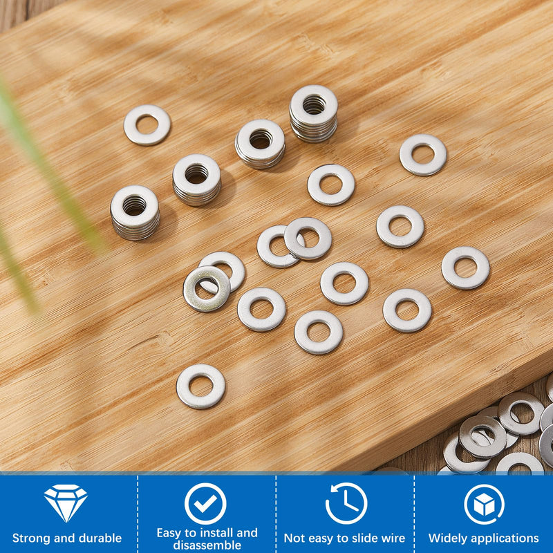 Hotop 500 Pcs Stainless Flat Washer 1/4" ID 5/8" OD Fender Washers 304 Stainless Steel Washers for Factories Repair, Kitchens, Shops, and Outdoor Construction 1/4" ID, 5/8" OD