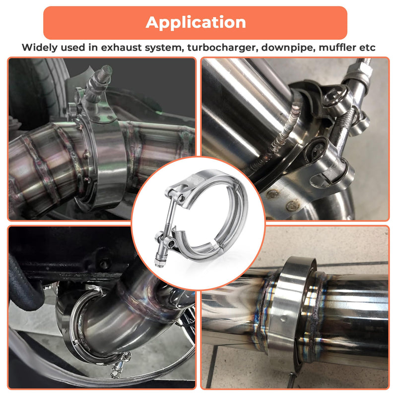 3 Inch V Band Clamp 304 Stainless Steel, for Turbo Exhaust Downpipe, Racing Ford Pickup Truck Exchange Exhaust Systems 3inch 1 Pc
