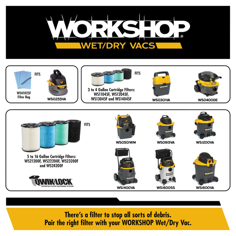 WORKSHOP Wet/Dry Vacs Shop Vacuum Accessories WS25009A Utility Nozzle Attachment for Wet Dry Vacuum Cleaners, Fits 2-1/2-inch Extension Wands and Hoses 2-1/2"
