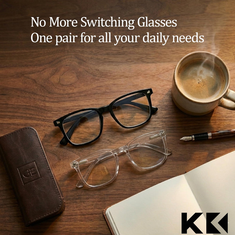 Blue Light Blocking Glasses Men Women Computer Filter Large Frame Bluelight Blocker, Scratch-Resistant Black&clear Photochromic Gray