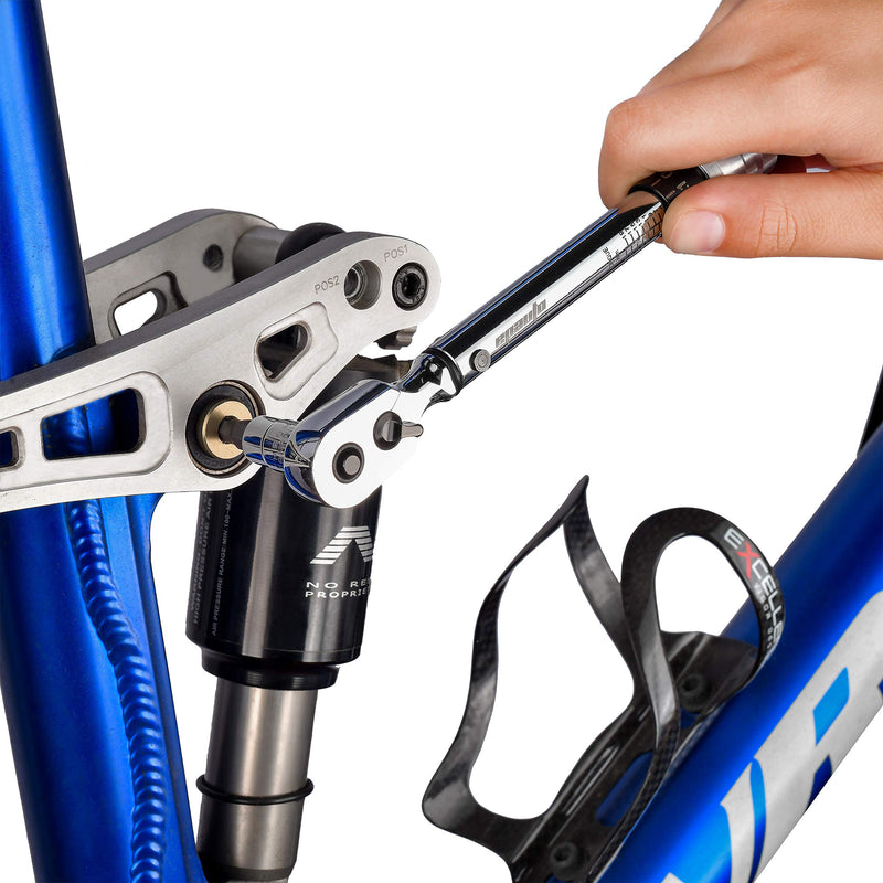 EPAuto Bike Tool 1/4 Inch Drive Click Torque Wrench Set (2 to 20 Nm), Hex/Torx Bit Socket Extension Bar Bicycle Maintenance Kit Chrome Satin