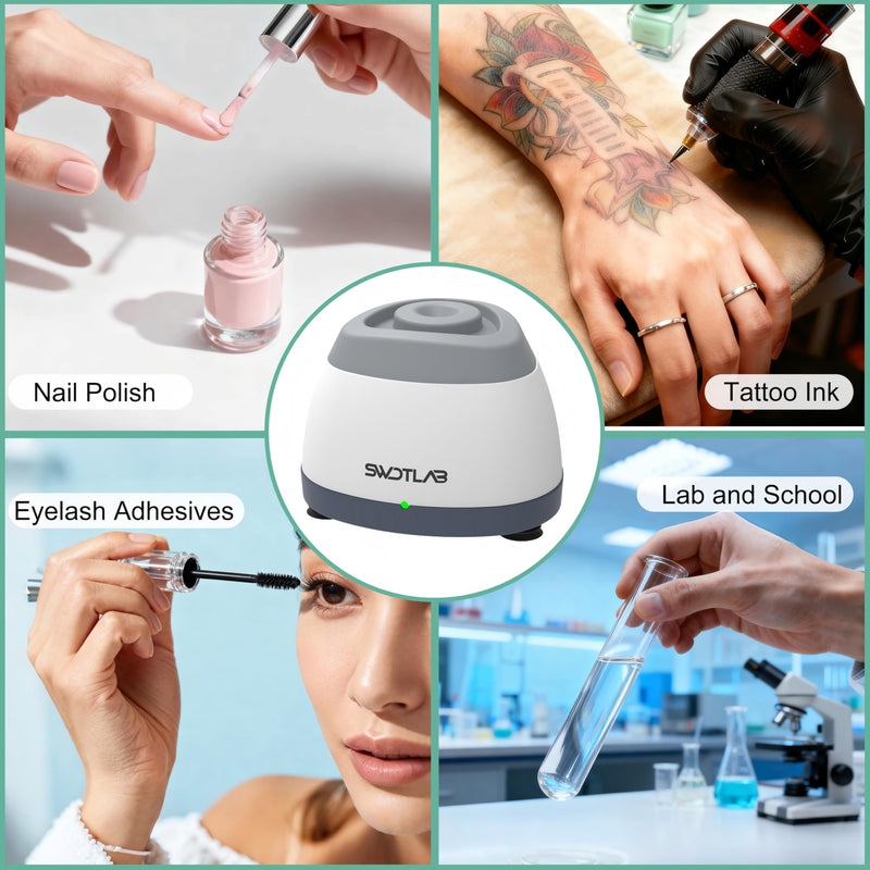 Vortex Mixer 4000rpm with Zinc Alloy Base, Nail Polish Shaker, Glue Shaker & Paint Mixer for Gel Polish Acrylic Paints Eyelash Adhesives Tattoo Ink Test Tubes, Grey