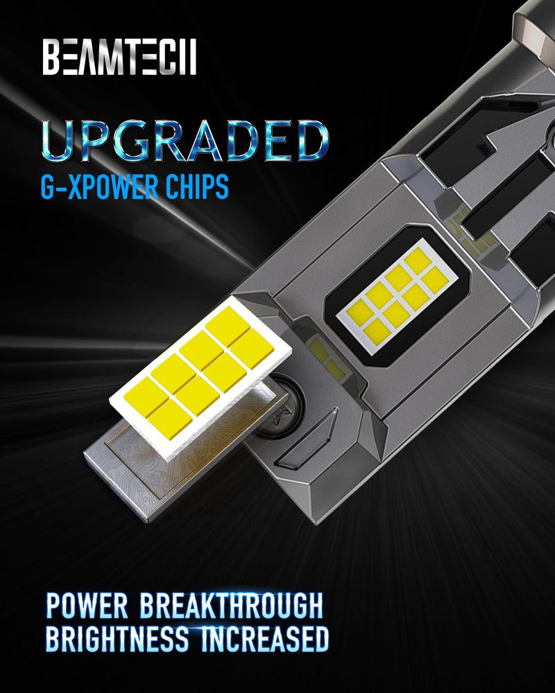 BEAMTECH H7 Bulbs, G-XPower Chips 500% Brighter 6500K White Plug and Play Fog Light, 2 Bulbs