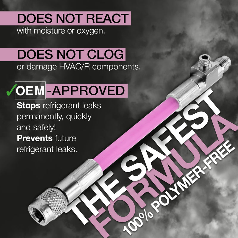 Extreme Ultra A/C Leak Stop Direct Easy Inject Solution for HVAC&R Systems up to 6 Tons with 1/4 SAE Charging Port, for all Refrigerants and Oils | Reusable, Refillable, US Patented - 0.2 fl oz (6 mL) A/C Leak Stop 1/4 SAE Adpt.