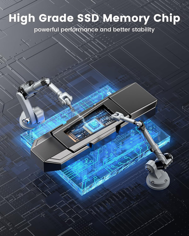 RAOYI 256GB USB C External SSD, 2-in-1 Solid State Drive Up to 450MB/s Dual USB 3.2 + Type-C Thumb Drive Portable SSD Drive for iPhone 15/16, Android, Tablet, PC and PS4 Gray