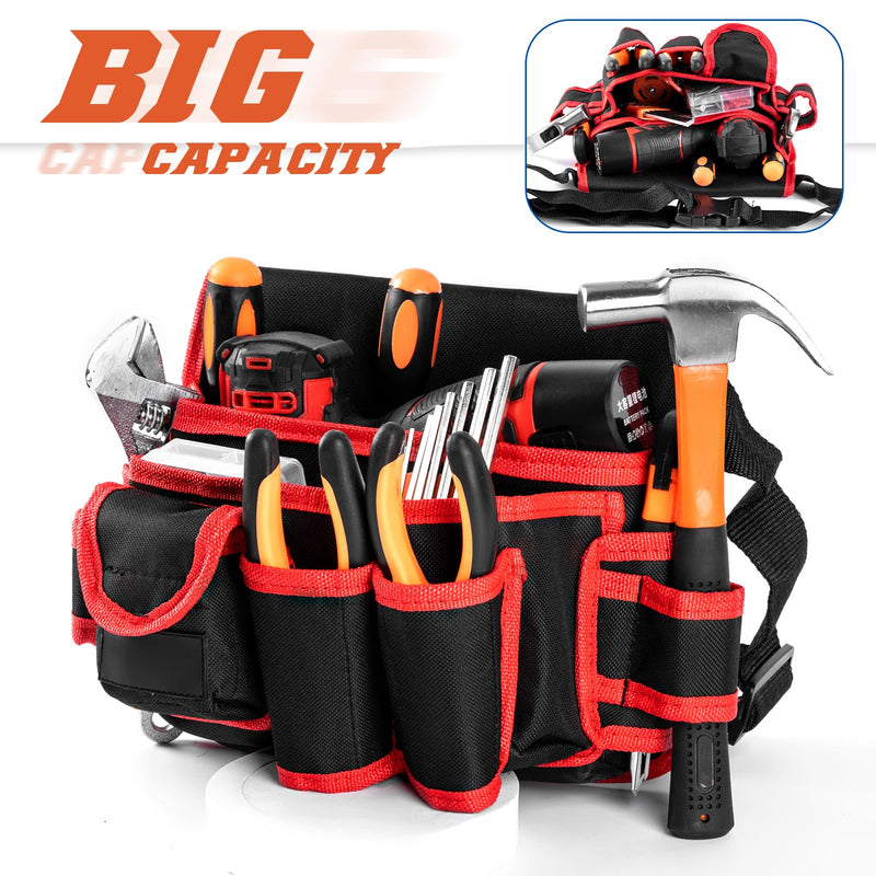 Ultra-Thick Men's Tool Belts Fits Waist 31”to 52” Adjustable Oxford Work Pouch with 15 Durable Pockets, Ideal for Repair & Electrical Work (Orange, Extra Large) Orange
